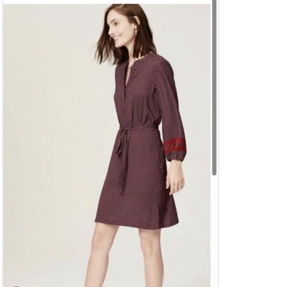 LOFT by Ann Taylor Women's Size M 3/4 Sleeve Dress with Belt Plum Color